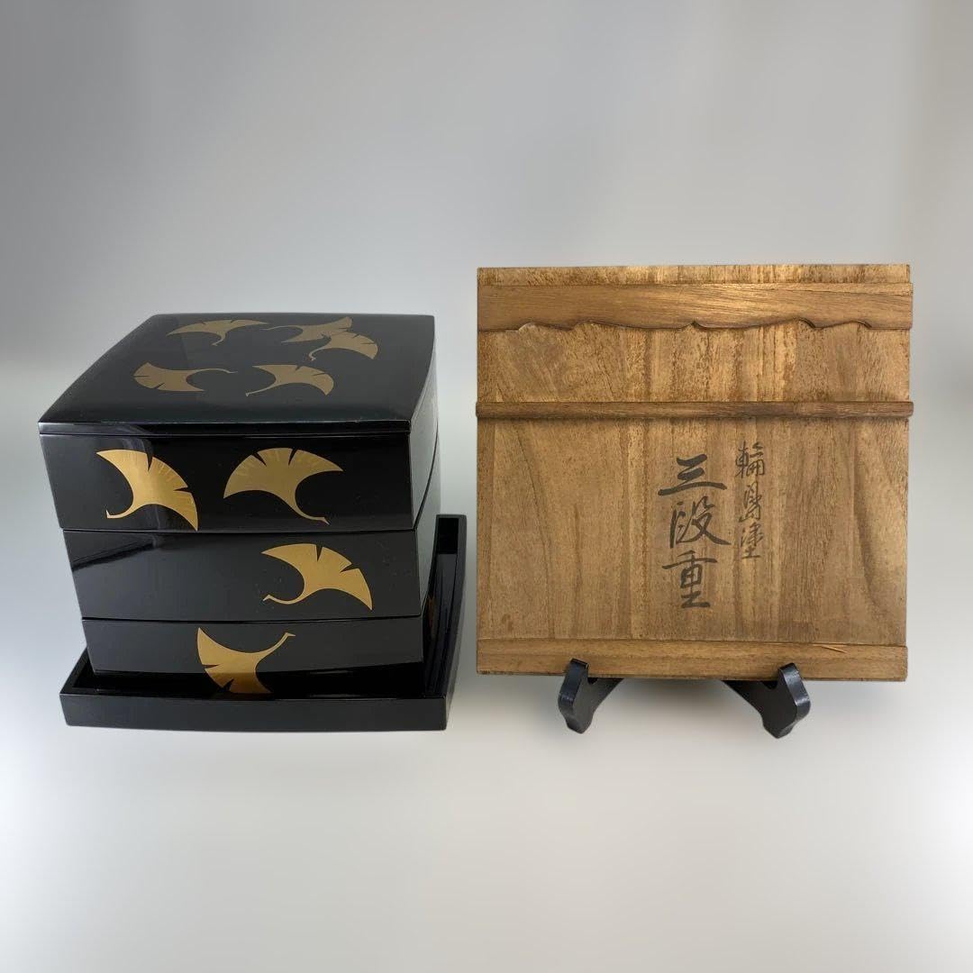 茶道具輪島塗 三段重 台付（共箱）